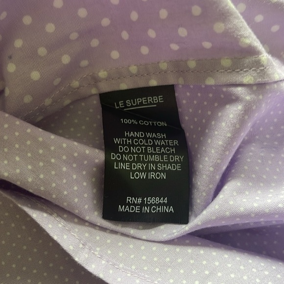 Le Superbe Lavender Ex-Boyfriend Double Cuff Button-Up Shirt SZ 2 - Picture 7 of 8